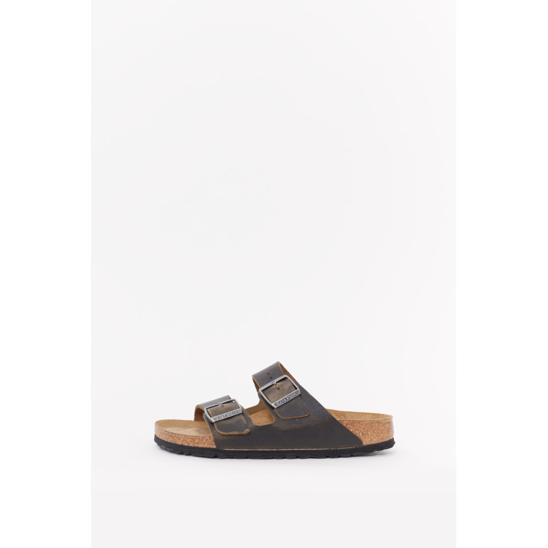 BIRKENSTOCK FADED KHAKI ARIZONA NARROWARIZONA SOFT FOOTBED OILED LEATHER SANDALS
